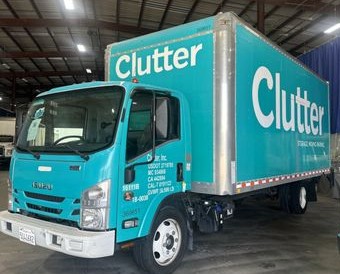 Clutter commercial box truck in the shop